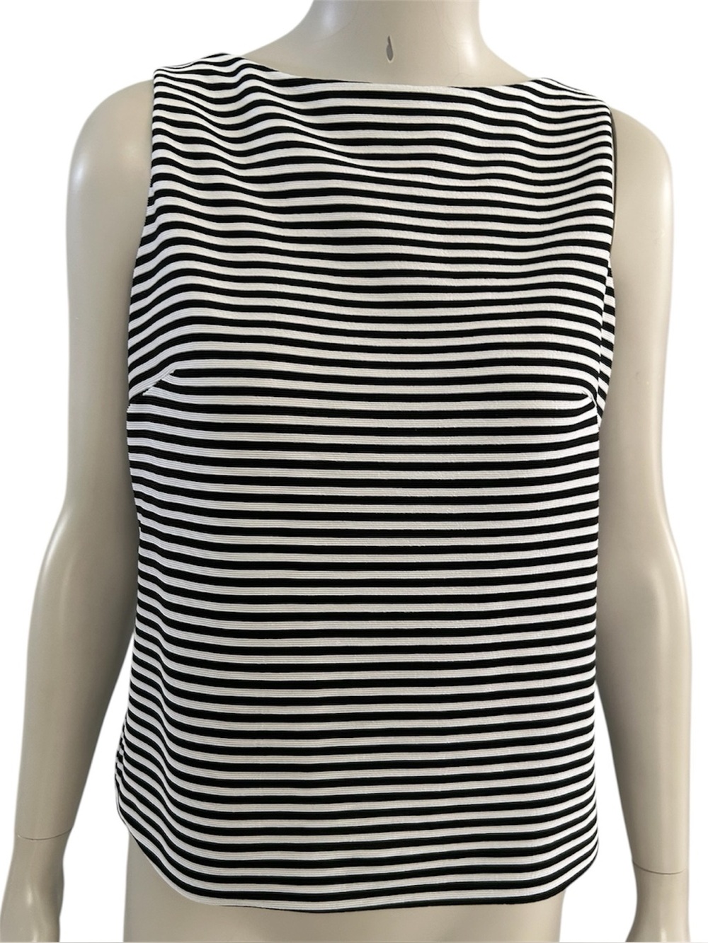 Vintage David Warren Petites New York Striped Sleeveless Boatneck Top (19” PTP) - Picture 3 of 16